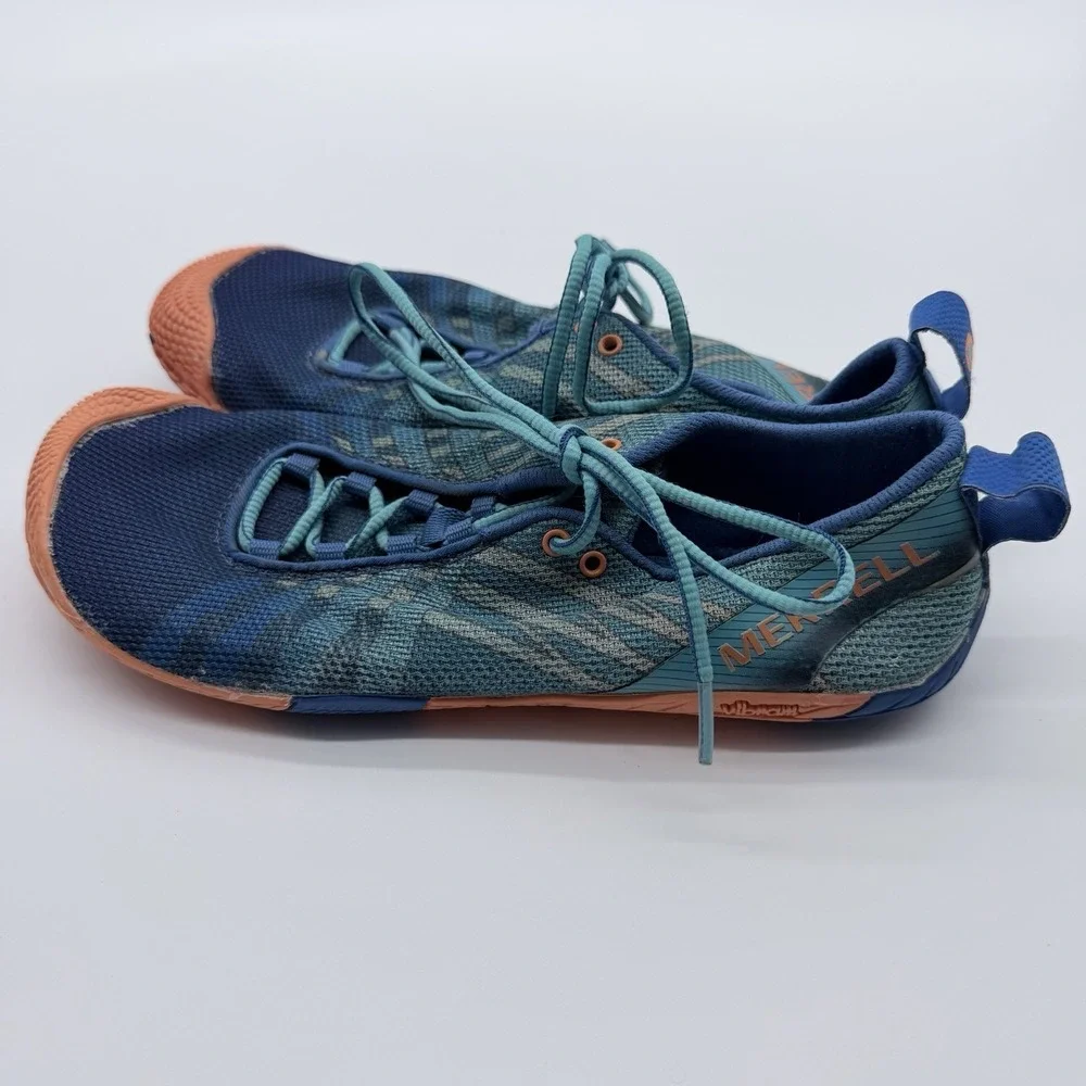 Merrell Barefoot Vapor Glove Comfort Walking Hiking Granola Shoes Us Size 8 Blue - Picture 5 of 10